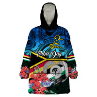 Personalised Torba Vanuatu Wearable Blanket Hoodie Sand Drawing With Polynesian Pattern LT9 One Size Black - Polynesian Pride