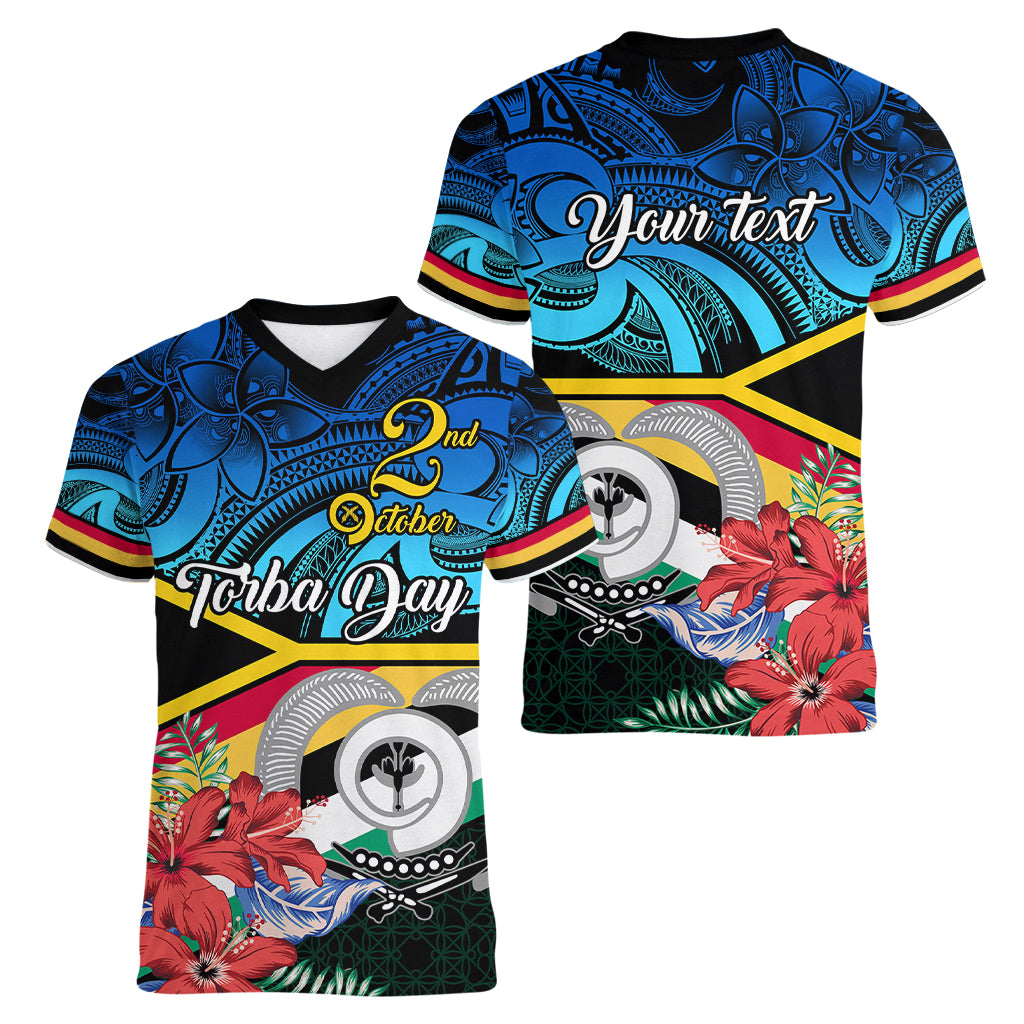 personalised-torba-vanuatu-women-v-neck-t-shirt-sand-drawing-with-polynesian-pattern