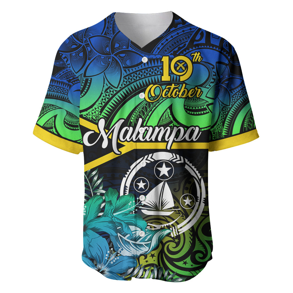 Malampa Day Baseball Jersey Vanuatu Flowers with Malampa Emblem Tribal Pattern LT9 Black - Polynesian Pride