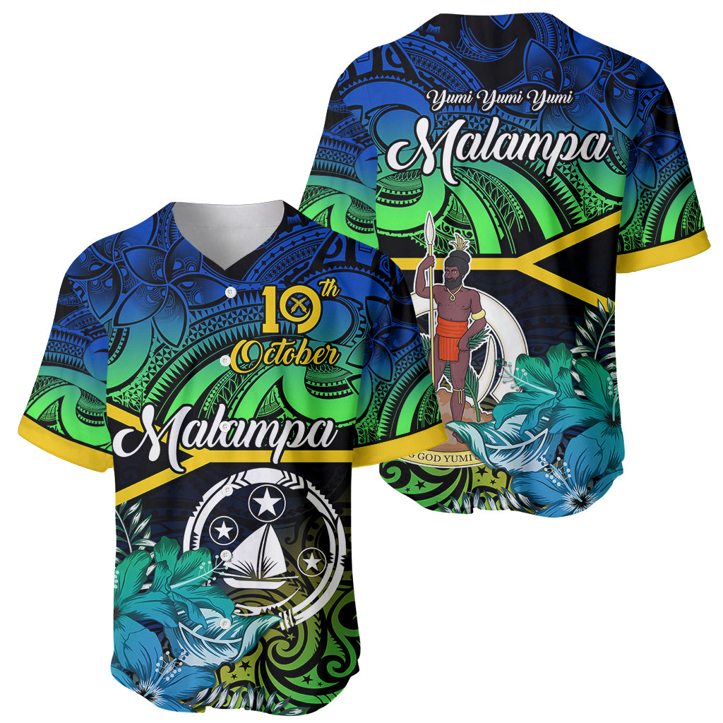 Malampa Day Baseball Jersey Vanuatu Flowers with Malampa Emblem Tribal Pattern LT9 - Polynesian Pride