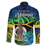 Malampa Day Family Matching Long Sleeve Bodycon Dress and Hawaiian Shirt Vanuatu Flowers with Malampa Emblem Tribal Pattern LT9 - Polynesian Pride