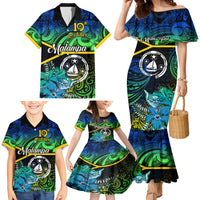 Malampa Day Family Matching Mermaid Dress and Hawaiian Shirt Vanuatu Flowers with Malampa Emblem Tribal Pattern LT9 - Polynesian Pride