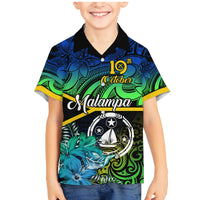 Malampa Day Family Matching Mermaid Dress and Hawaiian Shirt Vanuatu Flowers with Malampa Emblem Tribal Pattern LT9 Son's Shirt Black - Polynesian Pride