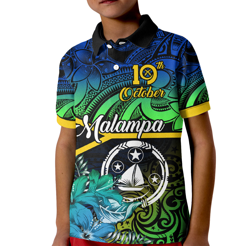 Malampa Day Kid Polo Shirt Vanuatu Flowers with Malampa Emblem Tribal Pattern LT9 Kid Black - Polynesian Pride
