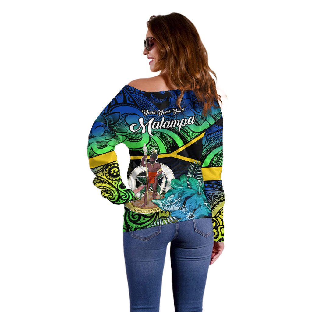 malampa-day-off-shoulder-sweater-vanuatu-flowers-with-malampa-emblem-tribal-pattern