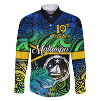 Personalised Malampa Day Family Matching Short Sleeve Bodycon Dress and Hawaiian Shirt Vanuatu Flowers with Malampa Emblem Tribal Pattern LT9 Dad's Shirt - Long Sleeve Black - Polynesian Pride