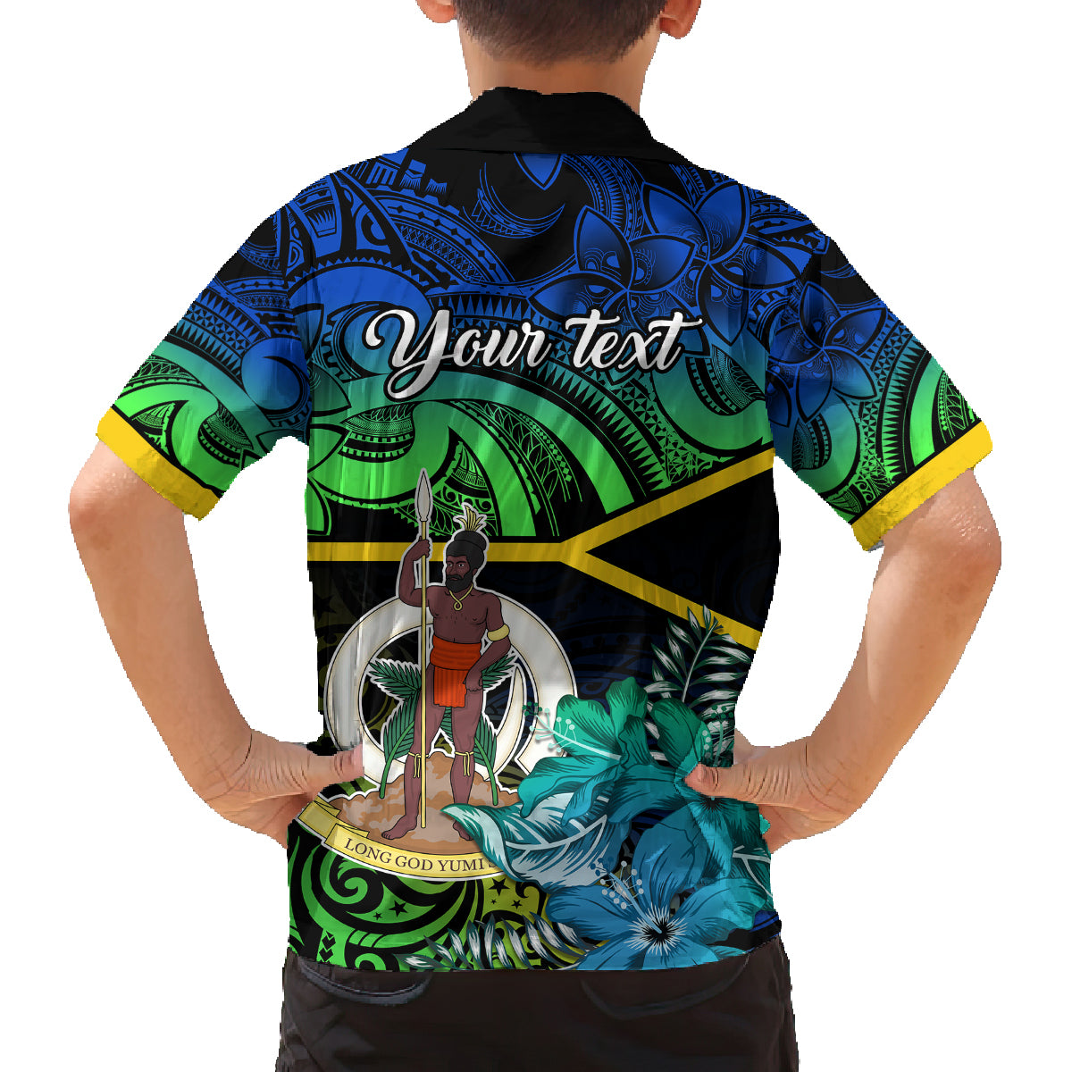 Personalised Malampa Day Family Matching Tank Maxi Dress and Hawaiian Shirt Vanuatu Flowers with Malampa Emblem Tribal Pattern LT9 - Polynesian Pride