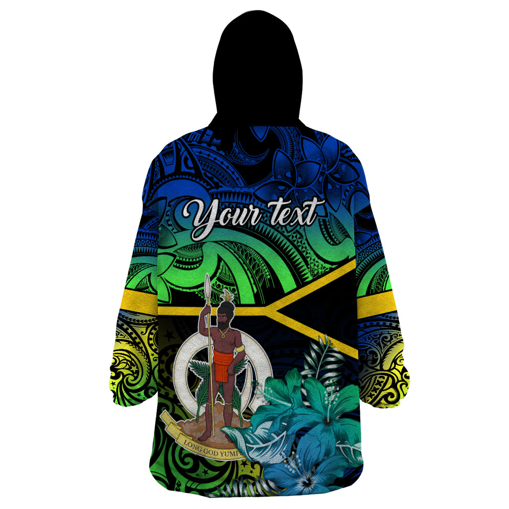 Personalised Malampa Day Wearable Blanket Hoodie Vanuatu Flowers with Malampa Emblem Tribal Pattern LT9 - Polynesian Pride
