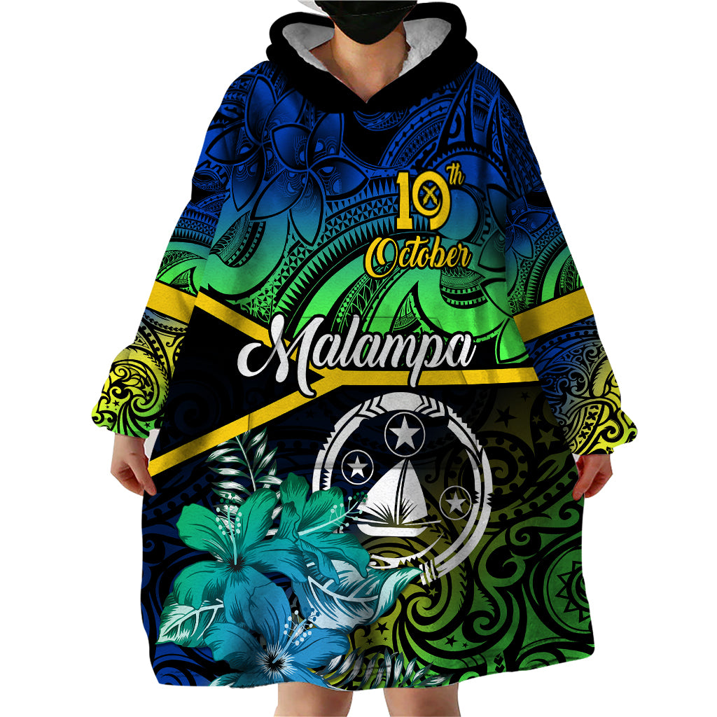 Personalised Malampa Day Wearable Blanket Hoodie Vanuatu Flowers with Malampa Emblem Tribal Pattern LT9 - Polynesian Pride