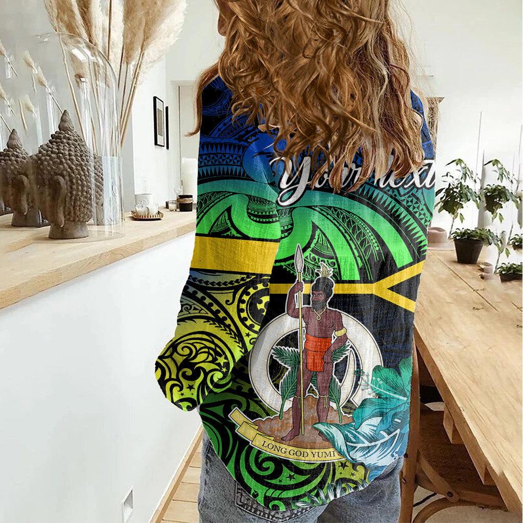 Personalised Malampa Day Women Casual Shirt Vanuatu Flowers with Malampa Emblem Tribal Pattern LT9 - Polynesian Pride