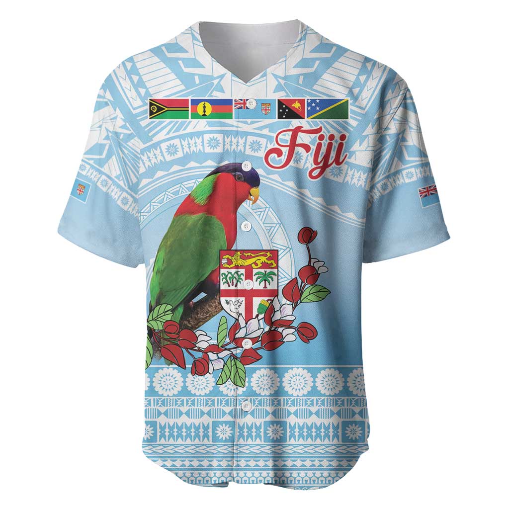 Melanesian Fiji Kula Bird Baseball Jersey with Tagimoucia Masi Tapa Pattern