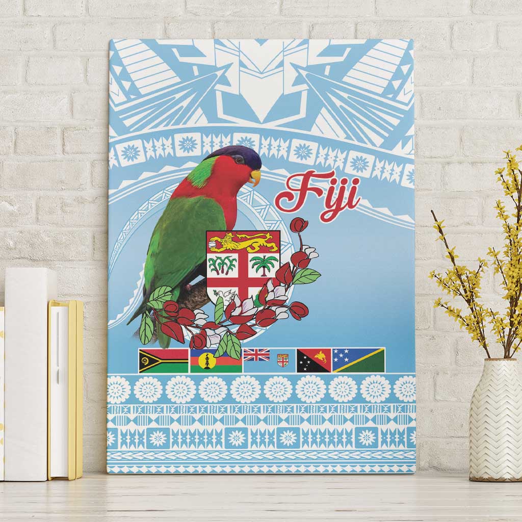 Melanesian Fiji Kula Bird Canvas Wall Art with Tagimoucia Masi Tapa Pattern