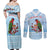 Melanesian Fiji Kula Bird Couples Matching Off Shoulder Maxi Dress and Long Sleeve Button Shirt with Tagimoucia Masi Tapa Pattern