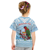Melanesian Fiji Kula Bird Kid T Shirt with Tagimoucia Masi Tapa Pattern