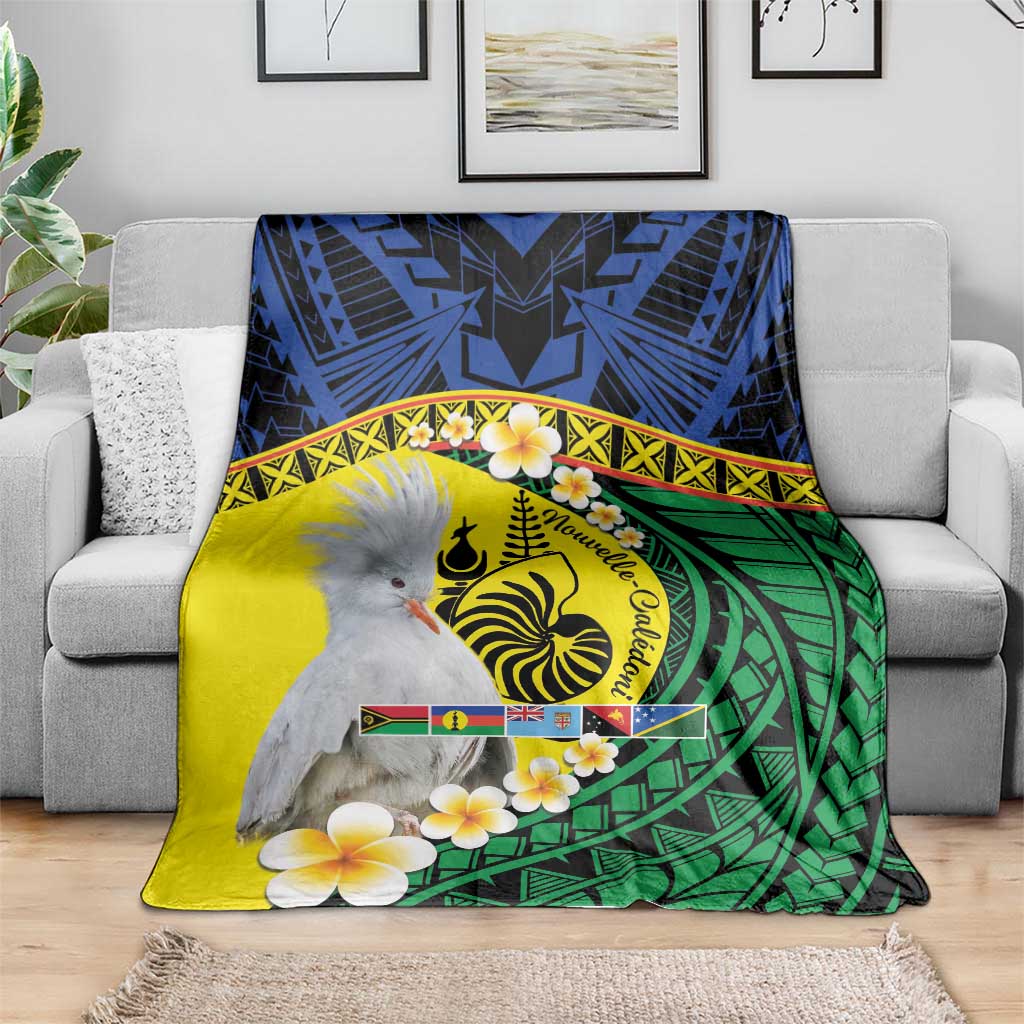 Melanesian New Caledonia Blanket Plumeria Kagu Bird and Nautilus Shell LT9 - Polynesian Pride