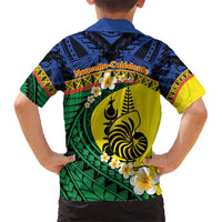 Melanesian New Caledonia Kid Hawaiian Shirt Plumeria Kagu Bird and Nautilus Shell LT9 - Polynesian Pride