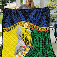 Melanesian New Caledonia Quilt Plumeria Kagu Bird and Nautilus Shell LT9 Blue - Polynesian Pride
