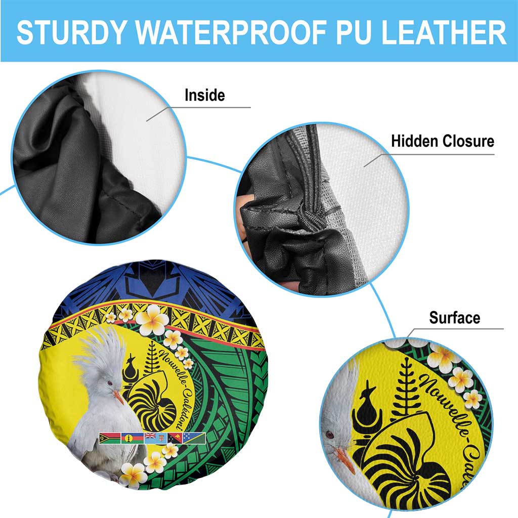 Melanesian New Caledonia Spare Tire Cover Plumeria Kagu Bird and Nautilus Shell