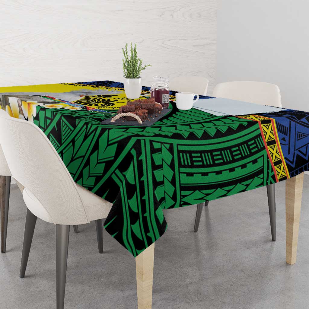 Melanesian New Caledonia Tablecloth Plumeria Kagu Bird and Nautilus Shell LT9 - Polynesian Pride