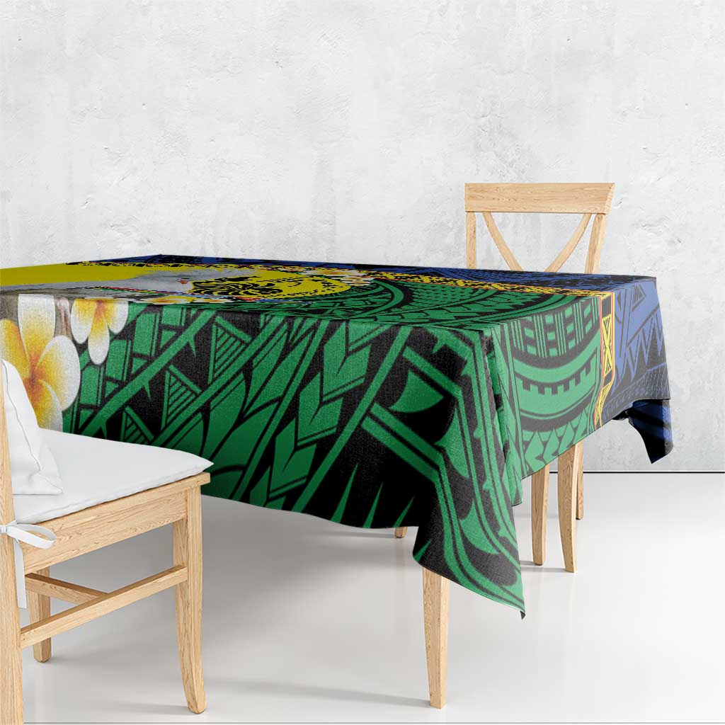 Melanesian New Caledonia Tablecloth Plumeria Kagu Bird and Nautilus Shell LT9 - Polynesian Pride