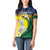 Melanesian New Caledonia Women Polo Shirt Plumeria Kagu Bird and Nautilus Shell