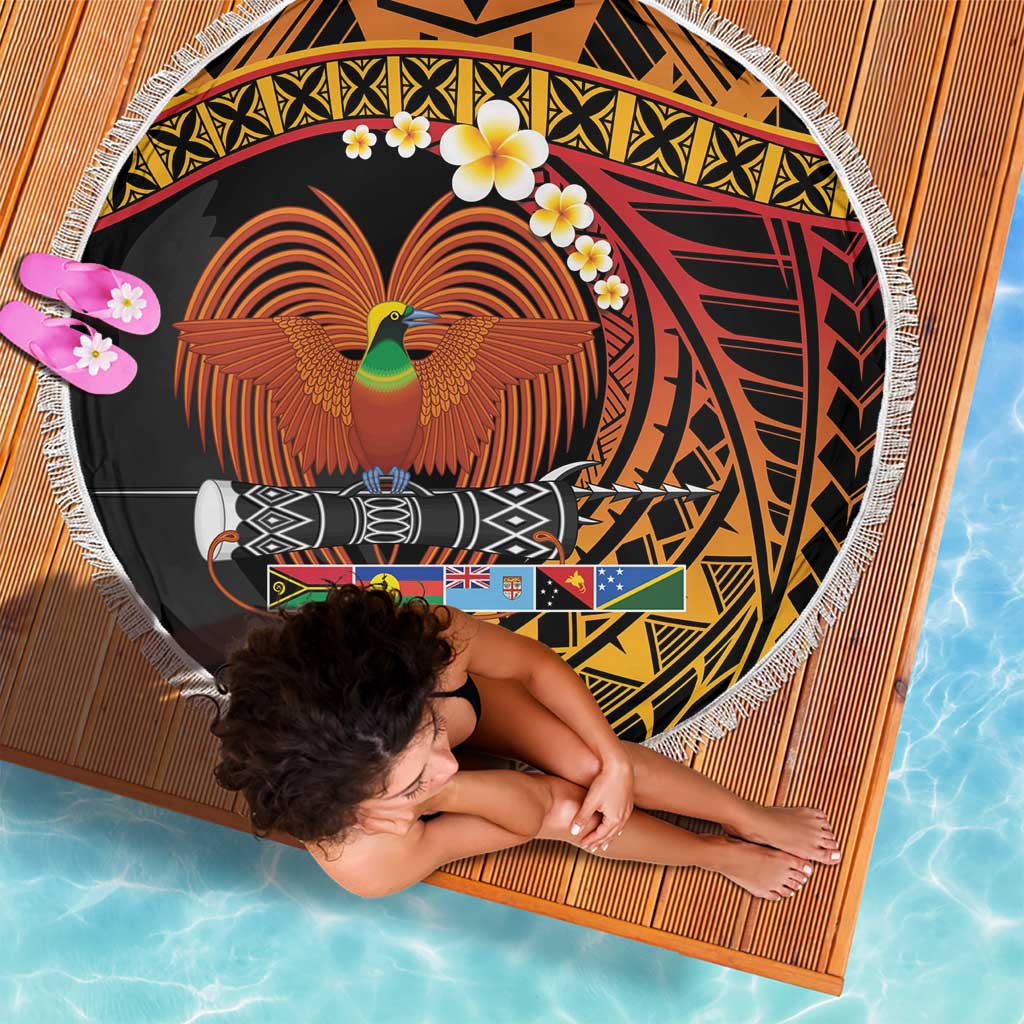Melanesian Papua New Guinea Beach Blanket Plumeria Bird of Paradise Tribal