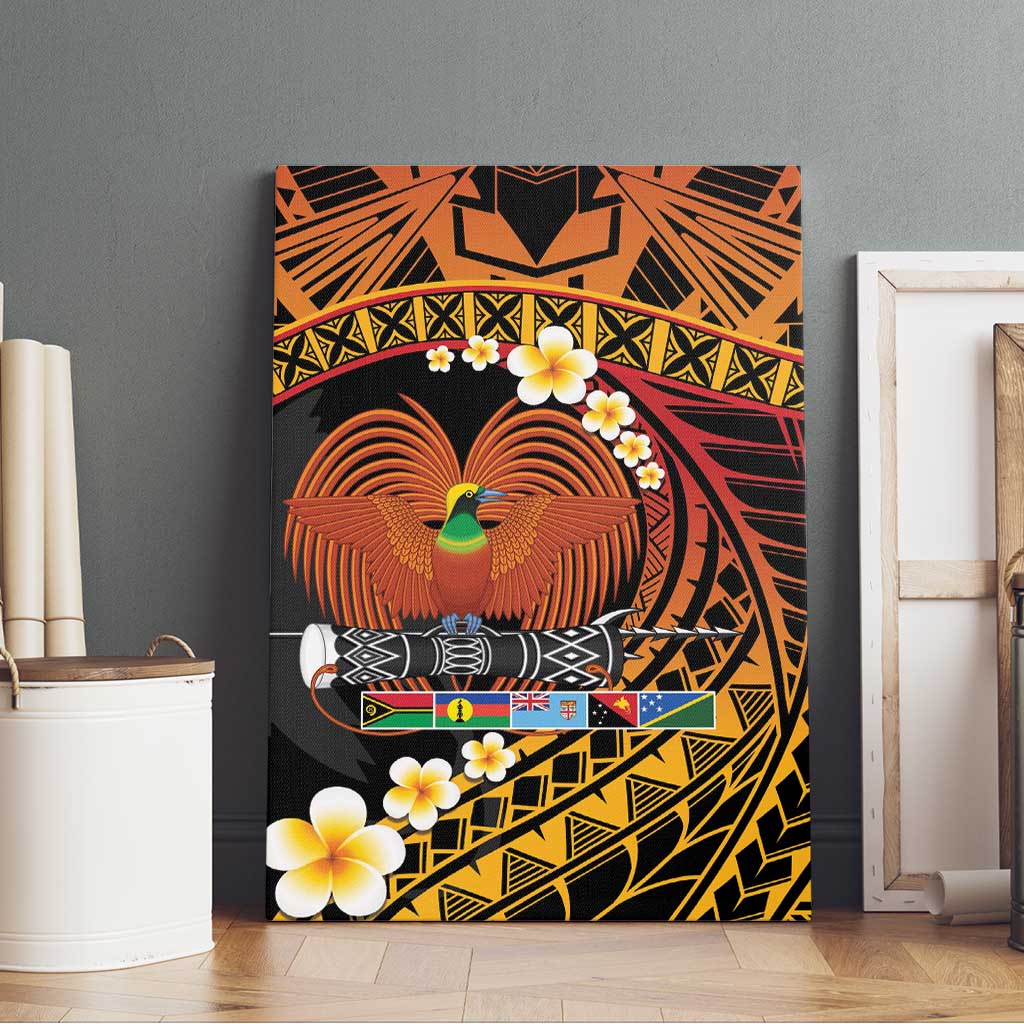Melanesian Papua New Guinea Canvas Wall Art Plumeria Bird of Paradise Tribal