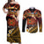 Melanesian Papua New Guinea Couples Matching Off Shoulder Maxi Dress and Long Sleeve Button Shirt Plumeria Bird of Paradise Tribal