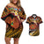 Melanesian Papua New Guinea Couples Matching Off Shoulder Short Dress and Hawaiian Shirt Plumeria Bird of Paradise Tribal