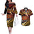 Melanesian Papua New Guinea Couples Matching Off The Shoulder Long Sleeve Dress and Hawaiian Shirt Plumeria Bird of Paradise Tribal