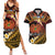 Melanesian Papua New Guinea Couples Matching Summer Maxi Dress and Hawaiian Shirt Plumeria Bird of Paradise Tribal