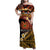 Melanesian Papua New Guinea Family Matching Off Shoulder Maxi Dress and Hawaiian Shirt Plumeria Bird of Paradise Tribal