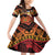 Melanesian Papua New Guinea Family Matching Off Shoulder Short Dress and Hawaiian Shirt Plumeria Bird of Paradise Tribal