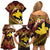 Melanesian Papua New Guinea Family Matching Off Shoulder Short Dress and Hawaiian Shirt Plumeria Bird of Paradise Tribal