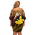 Melanesian Papua New Guinea Family Matching Off Shoulder Short Dress and Hawaiian Shirt Plumeria Bird of Paradise Tribal