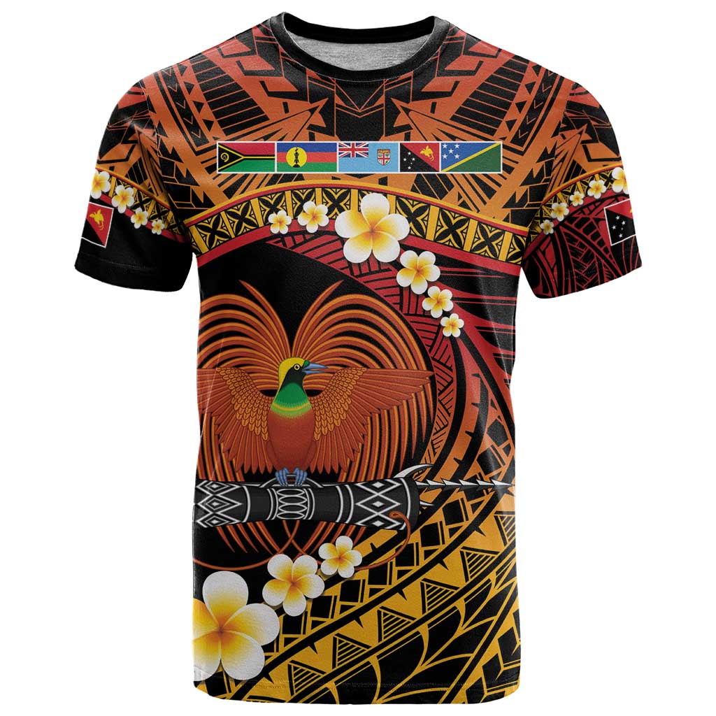 Melanesian Papua New Guinea T Shirt Plumeria Bird of Paradise Tribal