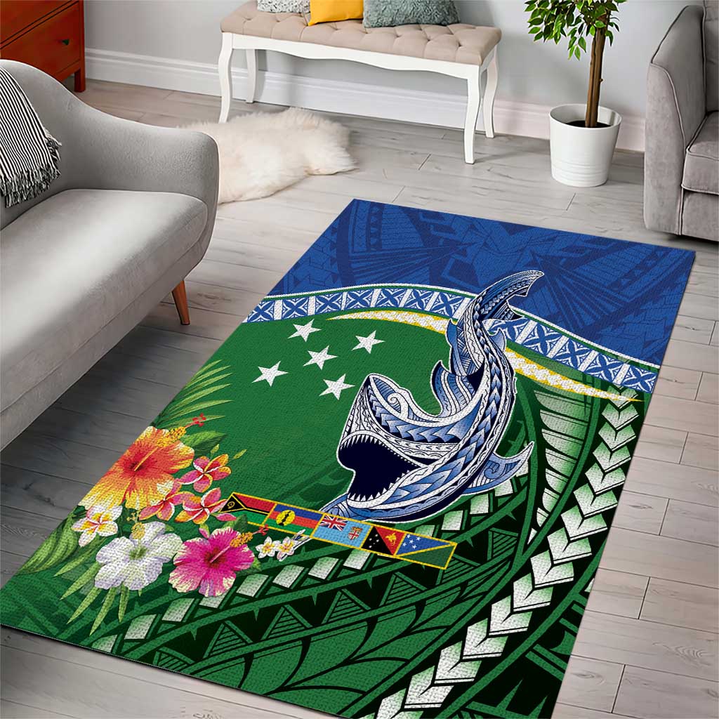 Melanesian Solomon Islands Area Rug Tropical Shark Tattoo