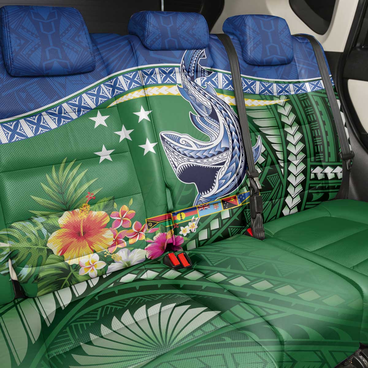 Melanesian Solomon Islands Back Car Seat Cover Tropical Shark Tattoo