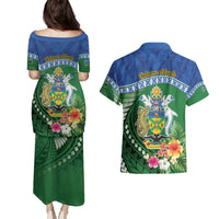 Melanesian Solomon Islands Couples Matching Puletasi and Hawaiian Shirt Tropical Shark Tattoo LT9 - Polynesian Pride