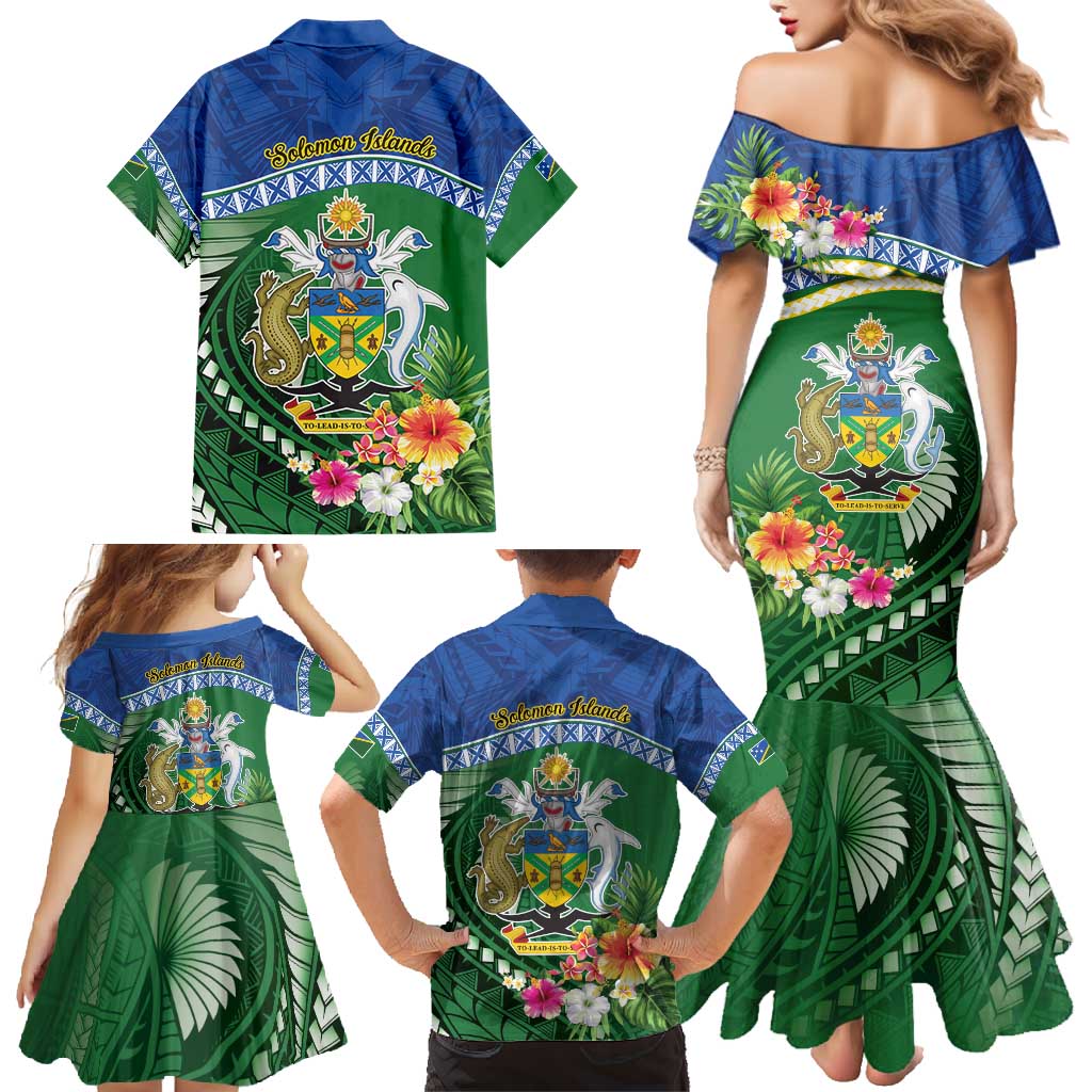 Melanesian Solomon Islands Family Matching Mermaid Dress and Hawaiian Shirt Tropical Shark Tattoo LT9 - Polynesian Pride