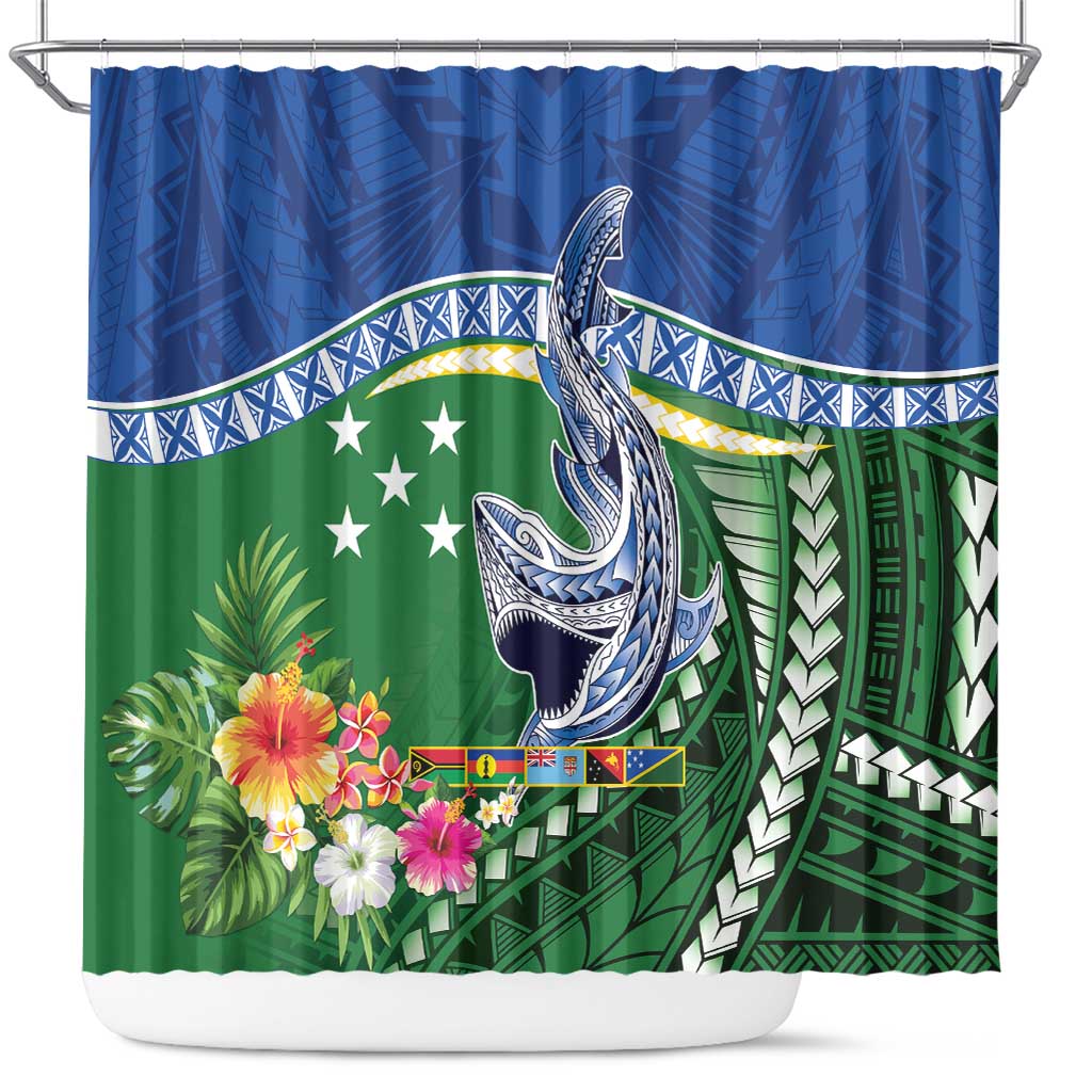 Melanesian Solomon Islands Shower Curtain Tropical Shark Tattoo