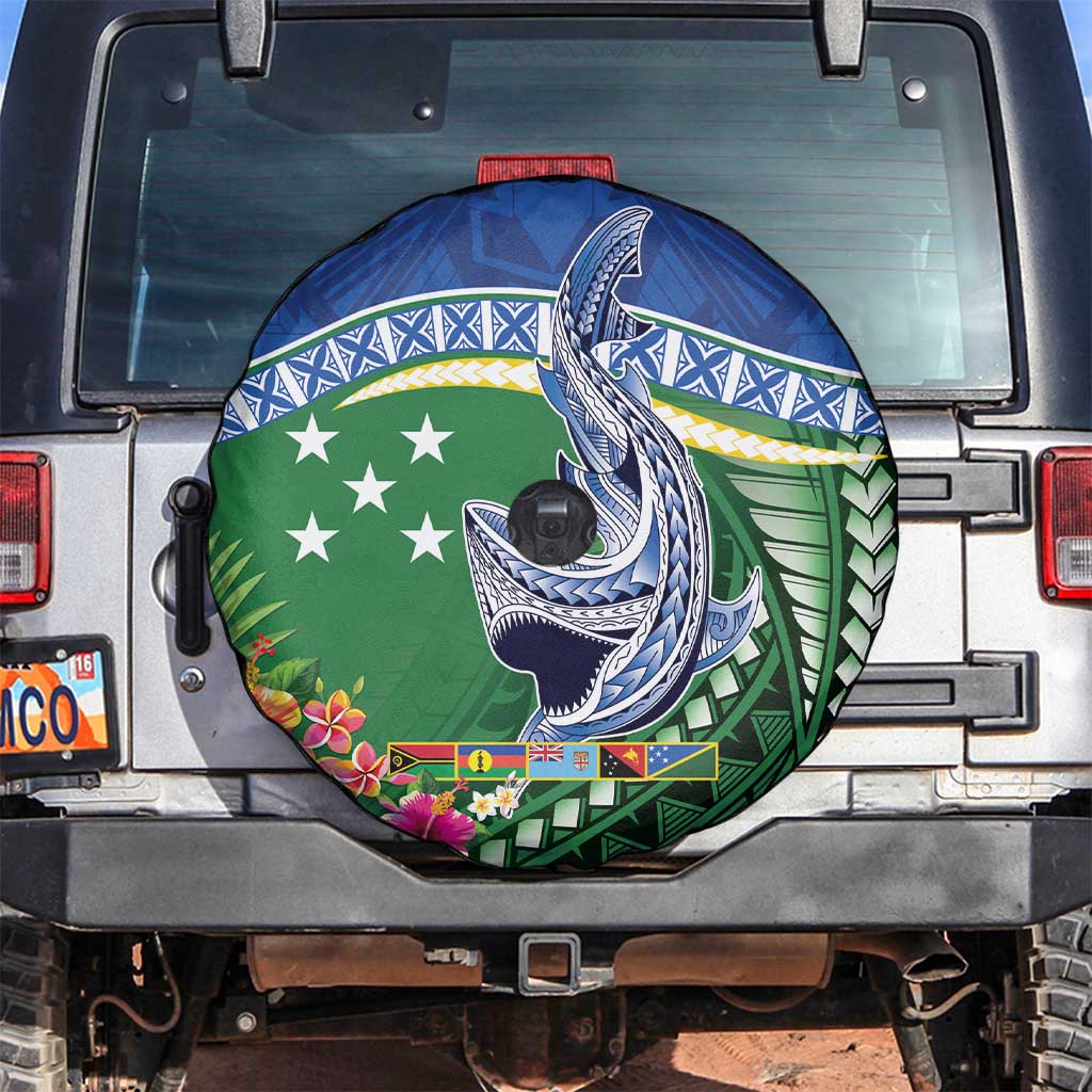 Melanesian Solomon Islands Spare Tire Cover Tropical Shark Tattoo LT9 Blue - Polynesian Pride