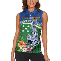 Melanesian Solomon Islands Women Sleeveless Polo Shirt Tropical Shark Tattoo LT9 - Polynesian Pride