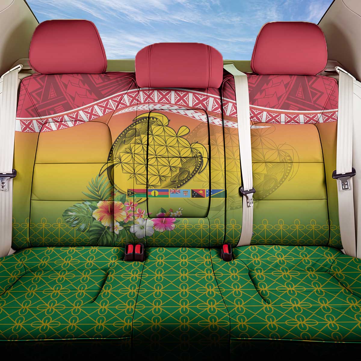 Melanesian Ni-Vanuatu Back Car Seat Cover Sea Turtle with Sand Drawing Pattern