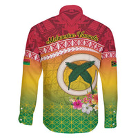 Melanesian Ni-Vanuatu Family Matching Puletasi and Hawaiian Shirt Sea Turtle with Sand Drawing Pattern