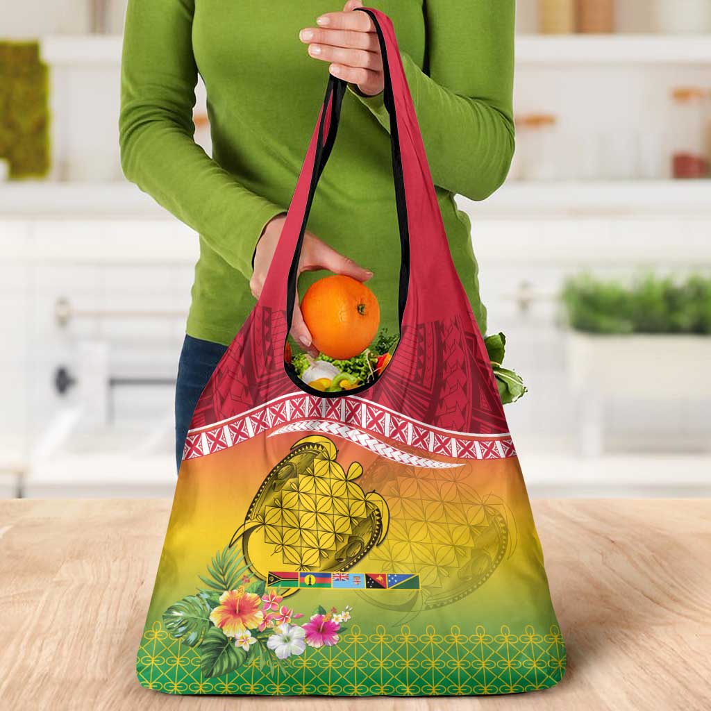 Melanesian Ni-Vanuatu Grocery Bag Sea Turtle with Sand Drawing Pattern
