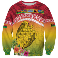 Melanesian Ni-Vanuatu Sweatshirt Sea Turtle with Sand Drawing Pattern LT9 Unisex Reggae - Polynesian Pride