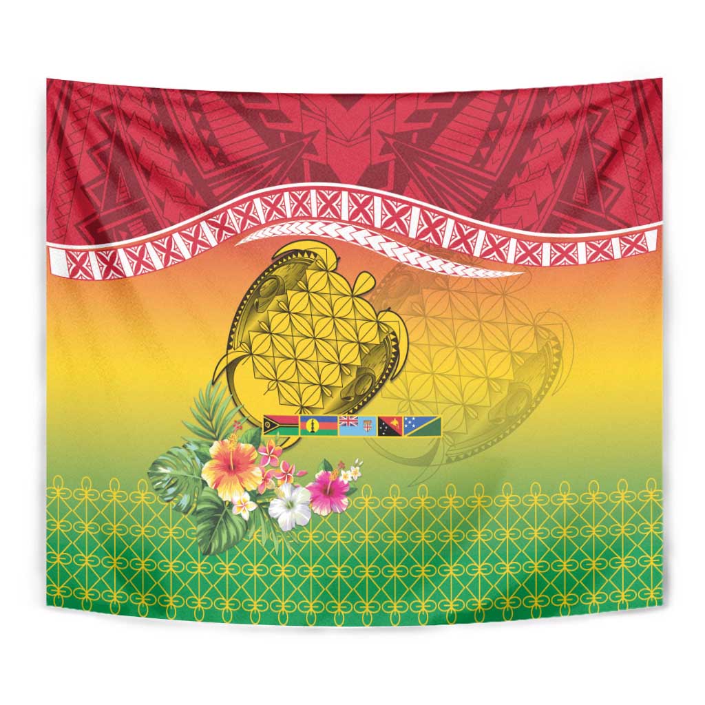 Melanesian Ni-Vanuatu Tapestry Sea Turtle with Sand Drawing Pattern