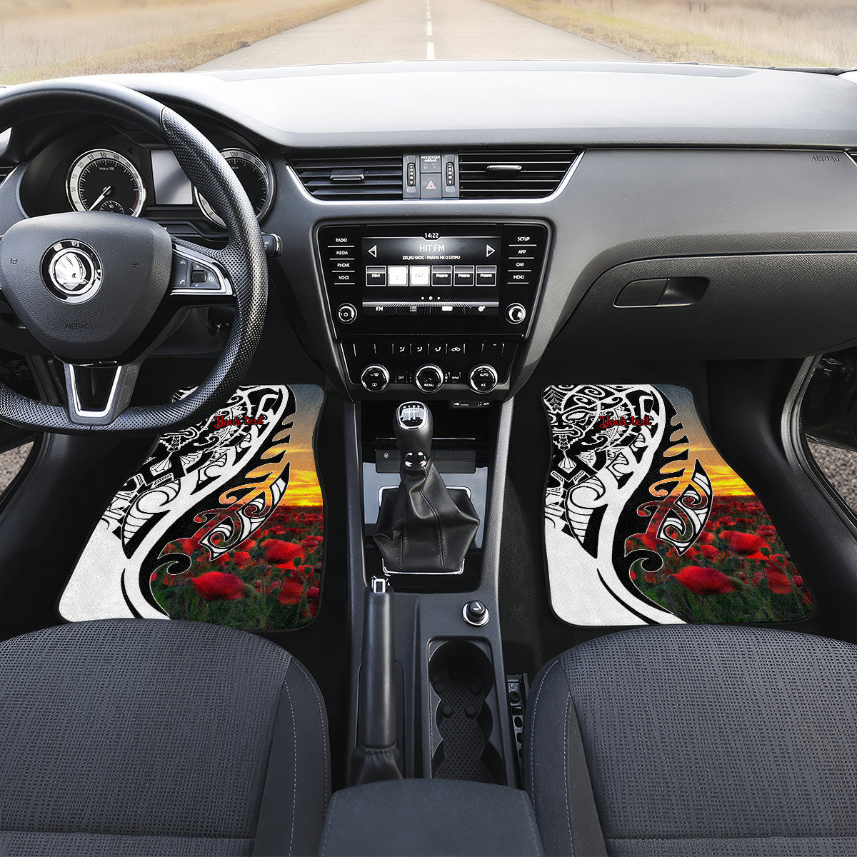 Personalised New Zealand Waitangi and ANZAC day Car Mats LT9 Set 2pcs - Front White - Polynesian Pride