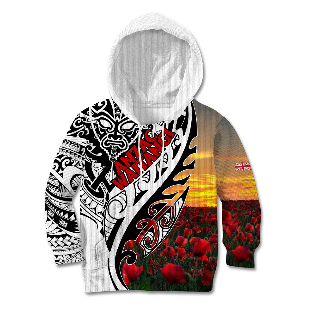 Personalised New Zealand Waitangi and ANZAC day Kid Hoodie LT9 Hoodie White - Polynesian Pride